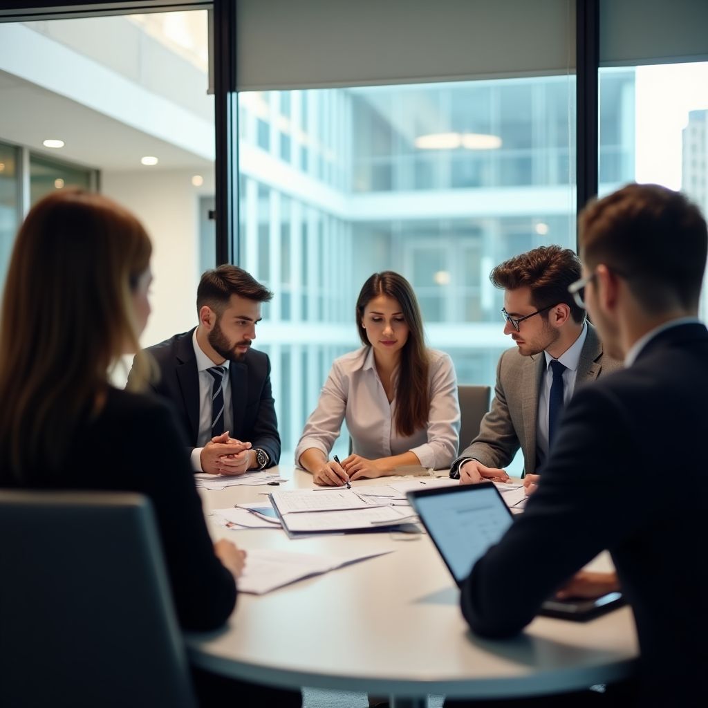 Equipo consultoría financiera reunión estratégica PYMES Argentina oficina